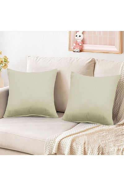 In House 2 Pieces Velvet Decorative Cushion Set Solid Design - 45x45 Cm