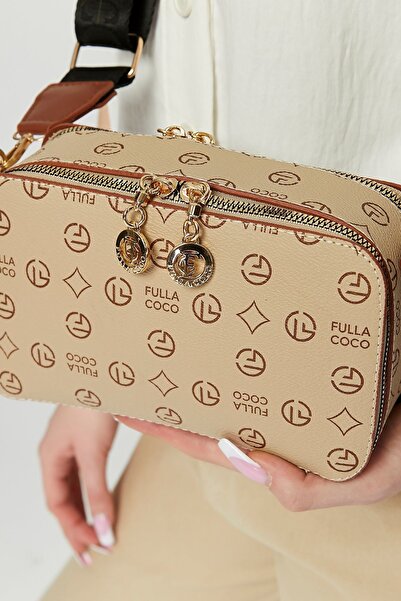 Morpelikan Beige Monogram - Three Compartment Cross Column Shoulder Bag