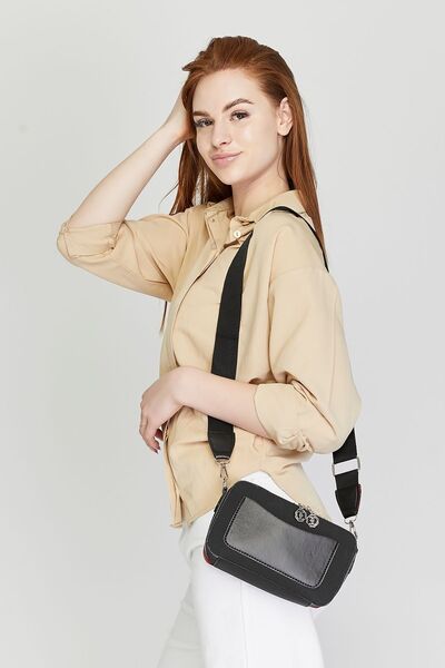 Morpelikan Anthracite Women's Shoulder Bag - Three Compartments, Cross Column Strap