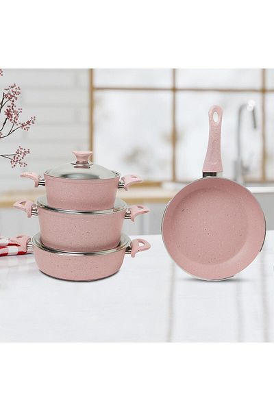 In House | 7 Pieces Turkish Granite Cookware Set With Steel Lid