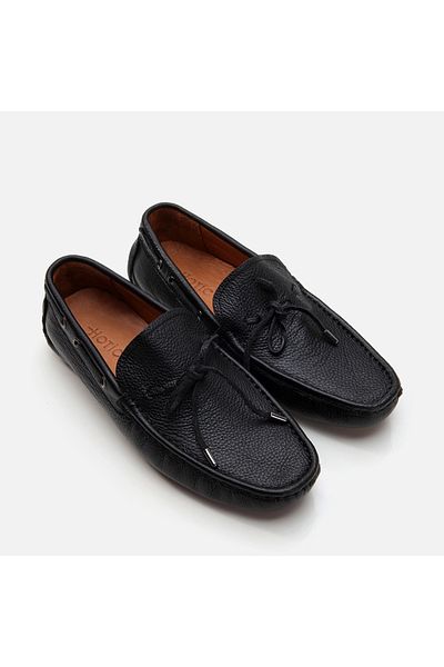 Hotiç Black Genuine Leather Men's Loafer