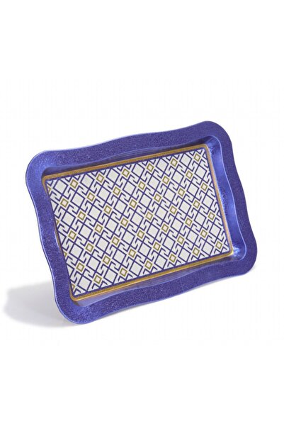 EVLE Ef165-a9 Turkish White Blue_swt Home Desenli Dikdörtgen Tepsi 24x36 Cm