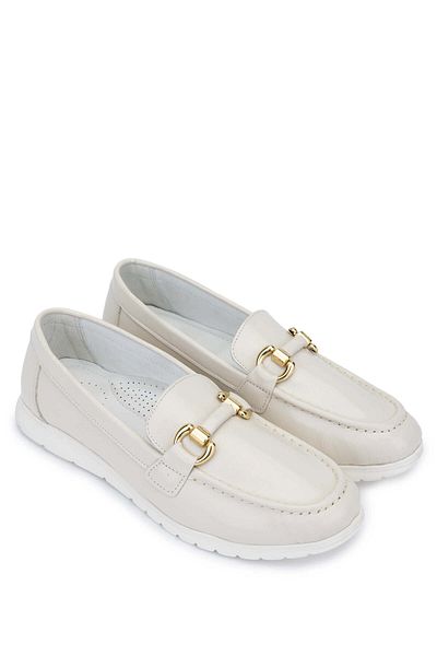 Tamer Tanca Beige Colored Women's Loafer - Genuine Leather Shoes
