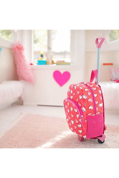 Shopiolog Çocuk Anaokulu Kreş Çekcekli Çanta 2 Bölmeli Suluklu Sırt Günlük Kullanım Baskılı Okul Öncesi Çanta