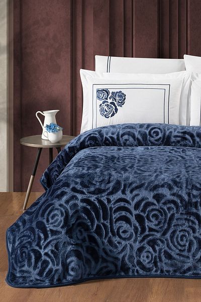 Ecosse Agossa Rose - Indigo |   Double Blanket Set