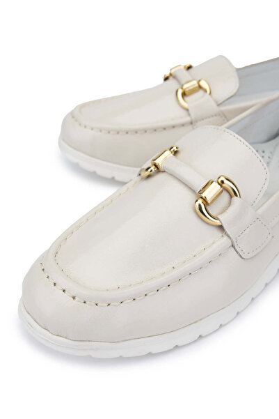 Tamer Tanca Kadın Hakiki Deri Bej Loafer Ayakkabı