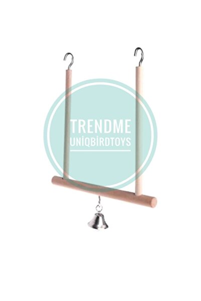 UniqBirdToys Trendme Wooden Bird Swing with Bell (Large Size)