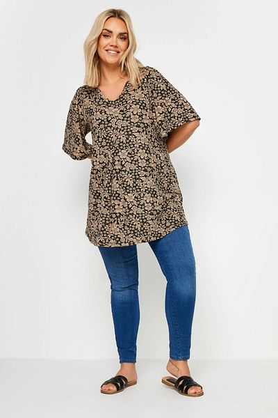 Stil Diva Μπλούζα με λαιμόκοψη V - ασύμμετρη κοπή Lycra Plus Size 303251