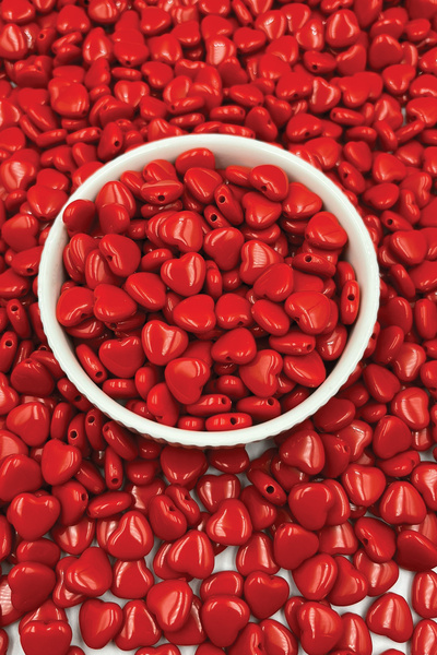Generic Brand 8mm Red Heart Acrylic Beads Jewelry Making Bead (50 Gr)