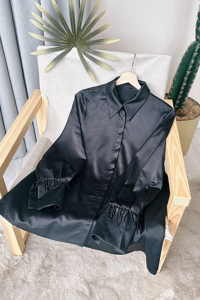 ModaAycan Ma114 Black Tunic - Sleeve Bead Detail