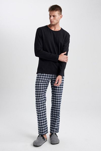 DeFacto Lange Flanell-Pyjamahose – normale Passform, mit Taschen A3626ax23wn