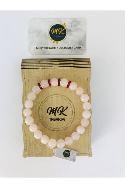 MK tasarım Pink Quartz Stone Bracelet - Real MKT5003