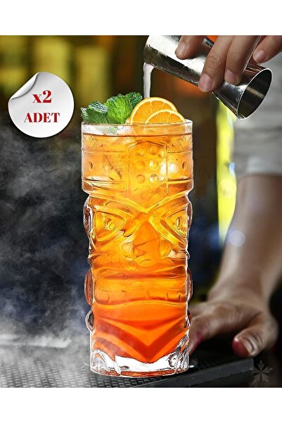 HUBBYCHEF 2'li Kokteyl Smoothie Bardağı Tiki Koleksiyonu