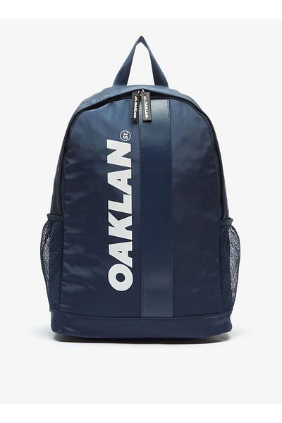 Oaklan by Shoexpress Logo Print Backpack with Zip Closure