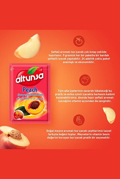 Altunsa Şeftali Aromalı Soğuk Toz Içecek 9 gr X 24 Adet