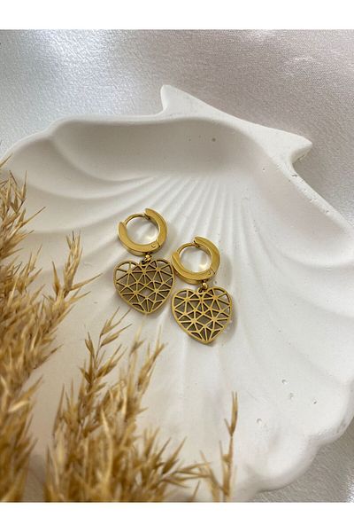stainles steel Mini Steel Earrings - Heart Design