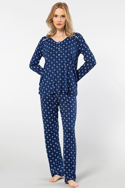 TÜREN Long Sleeve Floral Patterned Cotton Women's Pajamas Set