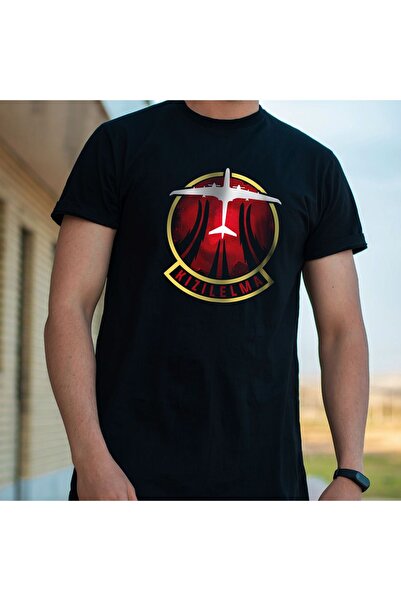 Crea Eymer Wear Bayraktar Design - Kızılelma crna okrugla kragna 100% Pamuk m...