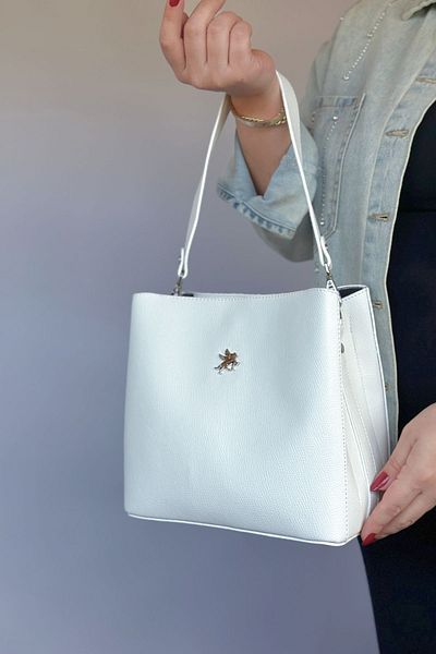 GALB LEATHER 2 Bretele Dimensiune Mare 3 Compartimente Geantă de umăr damă Culoare ALB