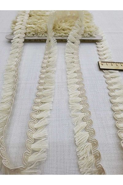 Esteks Dantel ve Tekstil Aksesuarları Κρεμ Χρώμα 5 μέτρων Κορδέλα Φούντες Κρόσσια