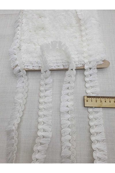 Esteks Dantel ve Tekstil Aksesuarları Cream Colored 5 Meters Stripe Tassel Fringe