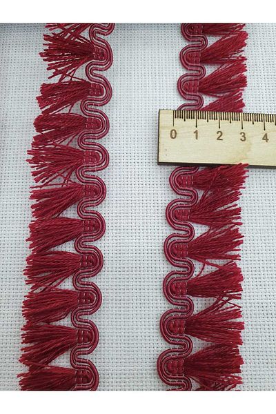 Esteks Dantel ve Tekstil Aksesuarları Cream Colored 5 Meters Stripe Tassel Fringe