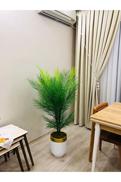 İremÇiçekçilik Metal saksıda 40 yaprak areka yapay ağaç yapay çiçek ev dekorasyon köşe çiçeği