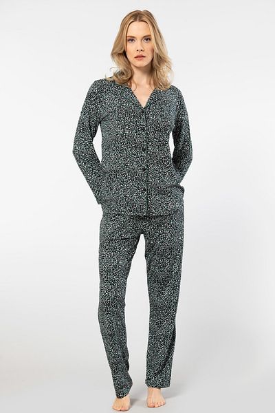 TÜREN Floral Patterned Cotton Long Sleeve Women's Pajamas Set