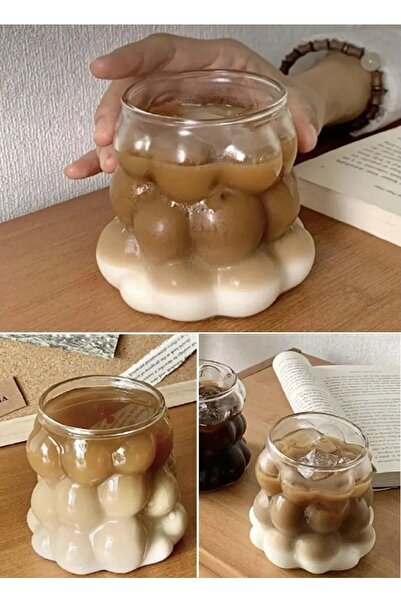 Little Care Isıya Dayanıklı 4 ADET Borosilikat Boncuk Balon Şekilli Bardak Ka...