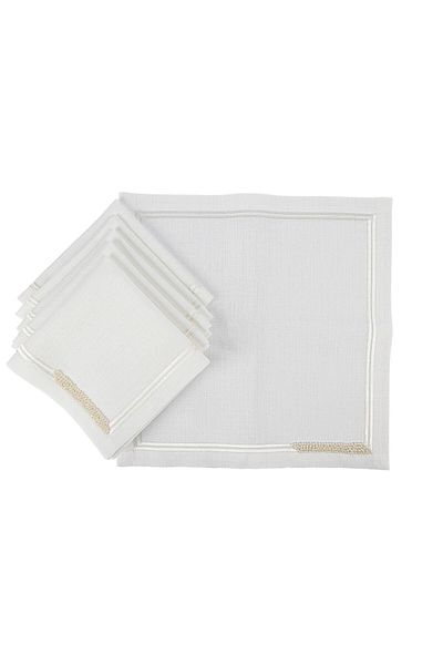 Mikasa Moor Karmen White - Σετ 6 χαρτοπετσέτες 40x40
