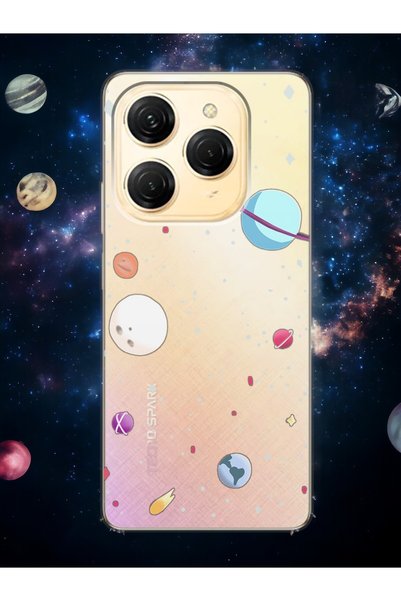 Spoyi غلاف هاتف شفاف بتصميم كوكب كامل لهاتف Tecno Spark 20