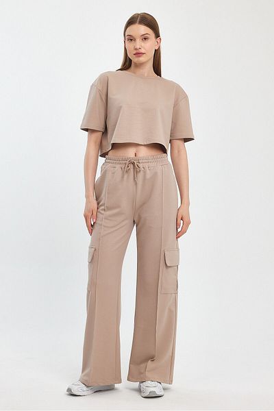 Penyelux Women's Vision Palazzo Trousers - Cargo Pocket, Elastic Waist and Loose Leg 2 Drawstring Fabric
