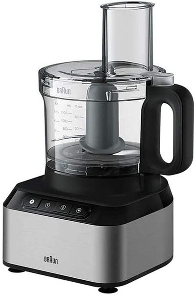 Braun Food Processor 800W, 2.1L Food prep bowl, Dough tool, Juice extractor, Dual safety - FP3233SI