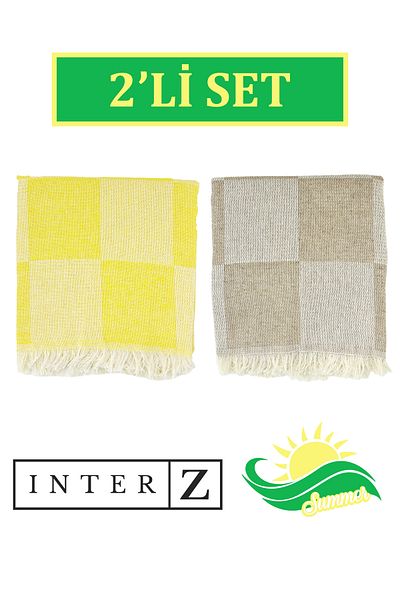 INTER Z Σετ 2 σκακιέρας με μοτίβο - 70x155 εκ. Πετσέτα θαλάσσης και παντελόνι