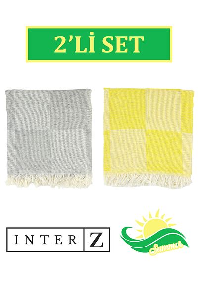 INTER Z Σετ 2 σκακιέρας με μοτίβο - 70x155 εκ. Πετσέτα θαλάσσης και παντελόνι