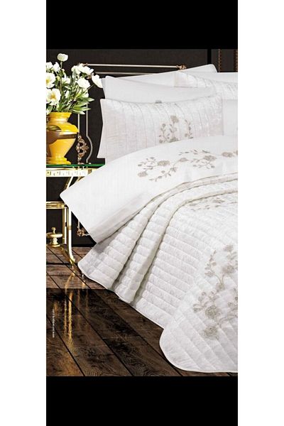 baladı home ev tekstil home collection Double Lace Bedspread - 10 Pieces, King Size Dowry Box