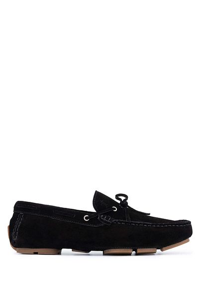 Tamer Tanca Genuine Leather Black Suede Men's Loafer