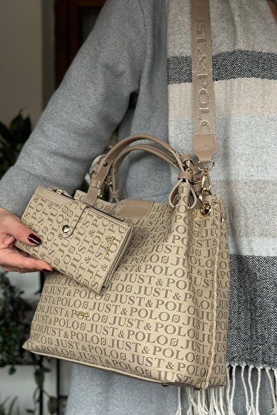 Just Polo حقيبة كتف وحقيبة يد نسائية مضفرة مكونة من 4 أقسام 2180 رطل