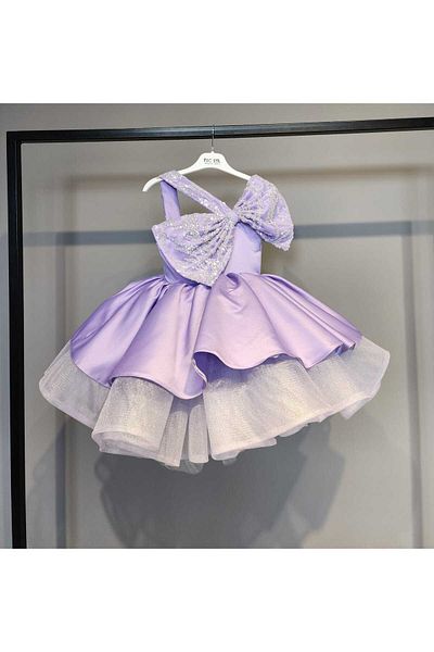 SCSTİL One Shoulder Stone Detailed Lilac Dress
