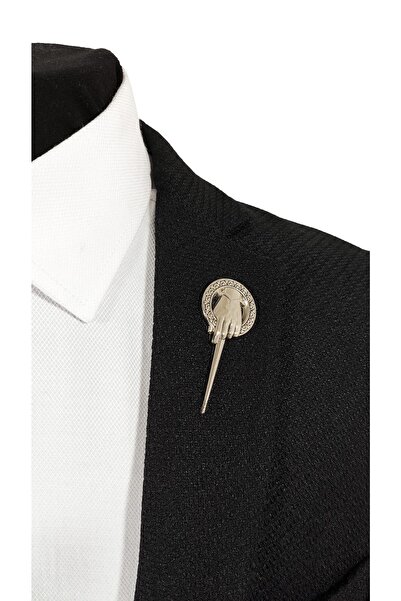 BLC Basic Line Co. Kralın Eli Figürlü Gümüş Gri Metal Ceket Yaka İğnesi Yaka ...