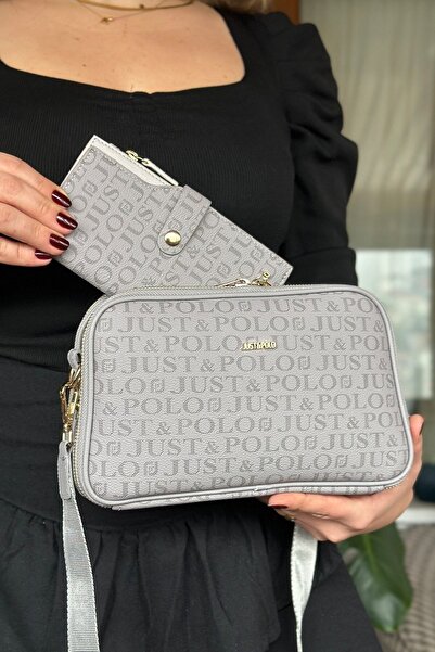 Just Polo حقيبة كتف نسائية من الجلد النباتي الفاخر متعددة الأقسام GL-2053