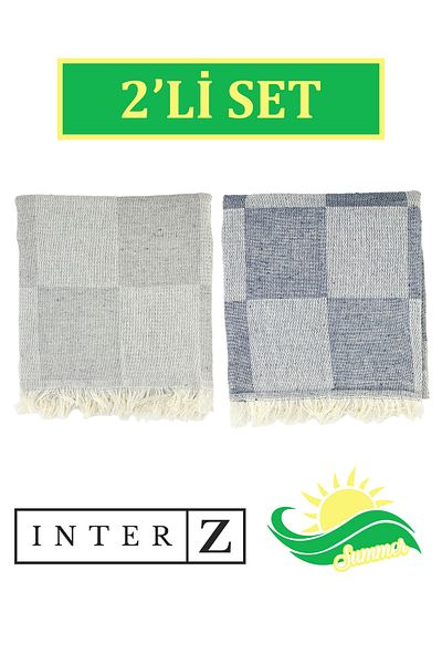 INTER Z Σετ 2 σκακιέρας με μοτίβο - 70x155 εκ. Πετσέτα θαλάσσης και παντελόνι