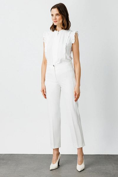 Ekol Buttoned and Stitched Ornamental Trousers