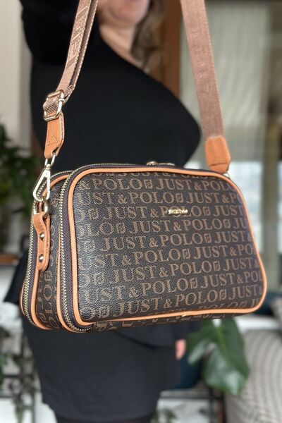 Just Polo حقيبة كتف نسائية من الجلد النباتي الفاخر متعددة الأقسام GL-2053