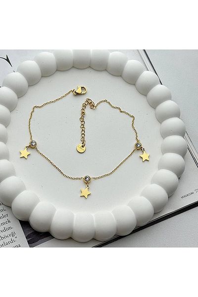 DS DİAMONDSHOP Star Model Steel Anklet - BYÇHL-202408204