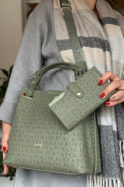 Just Polo حقيبة كتف وحقيبة يد نسائية مضفرة مكونة من 4 أقسام 2180 رطل