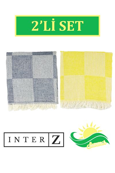 INTER Z Σετ 2 σκακιέρας με μοτίβο - 70x155 εκ. Πετσέτα θαλάσσης και παντελόνι