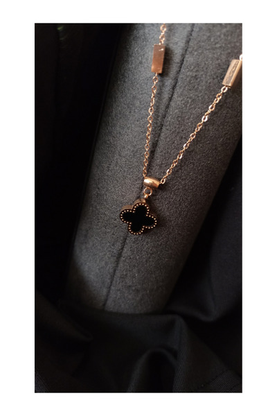 Tanem Mall Gold Color Double Sided Black-White Stainless Steel Women Necklace