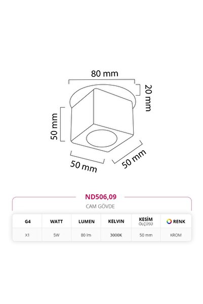 NEVO Sıva Altı Cam Spot Krom 4000k ılık beyaz Nd506
