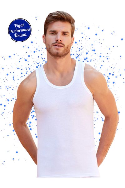 Berrak Men's White ComfortCotton Strappy Tank Top - Comfortable and Comfortable Cotton